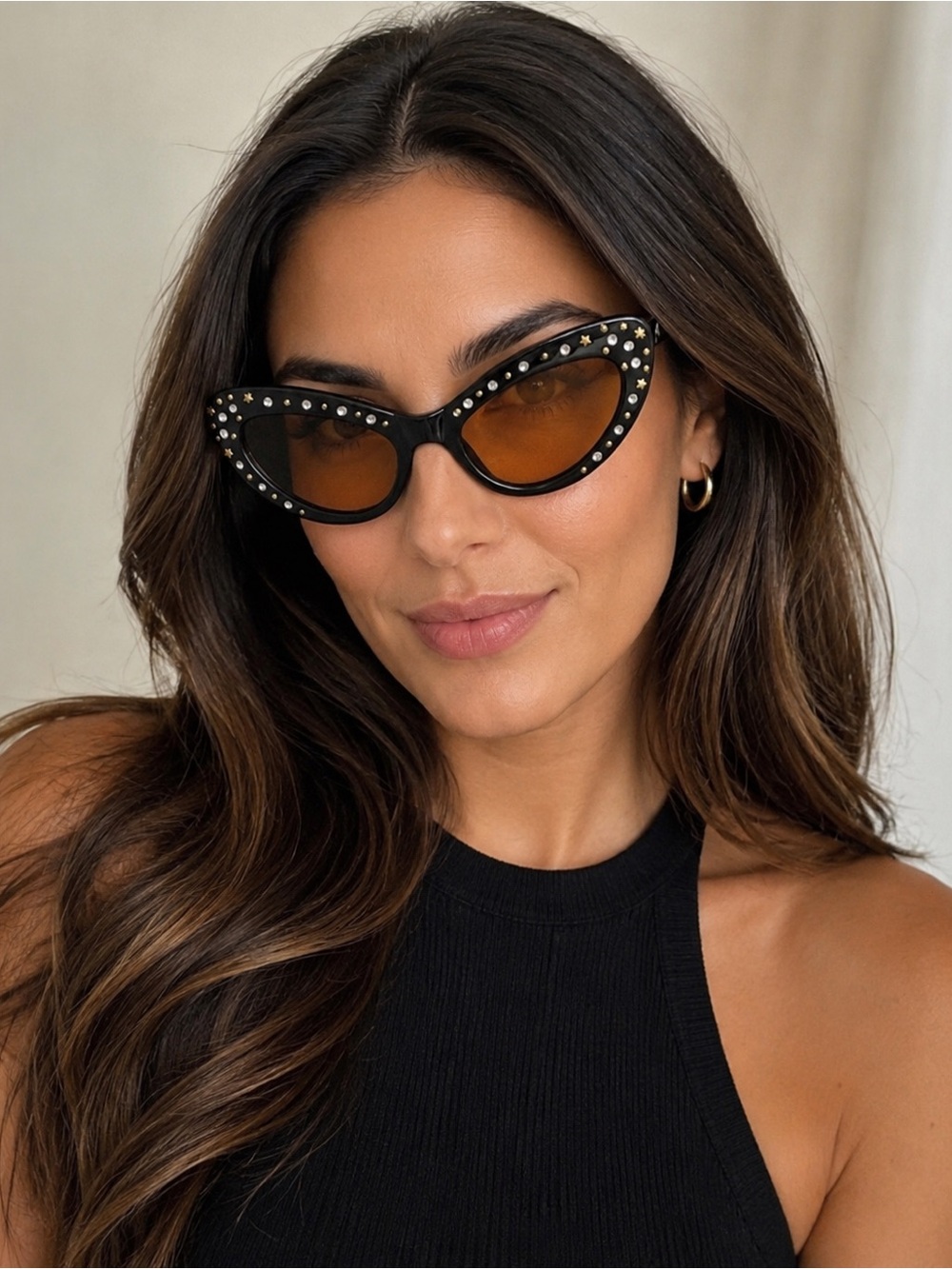 DR.‎ PEEPERS. Vintage, Retro Cat eye style. Rhinestones around frame.